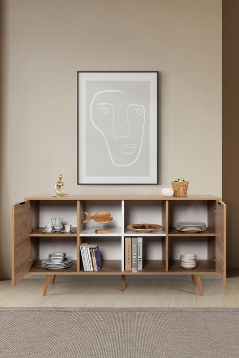 Hanah Home Sina 4621 Consola Roble Zafiro y Blanco